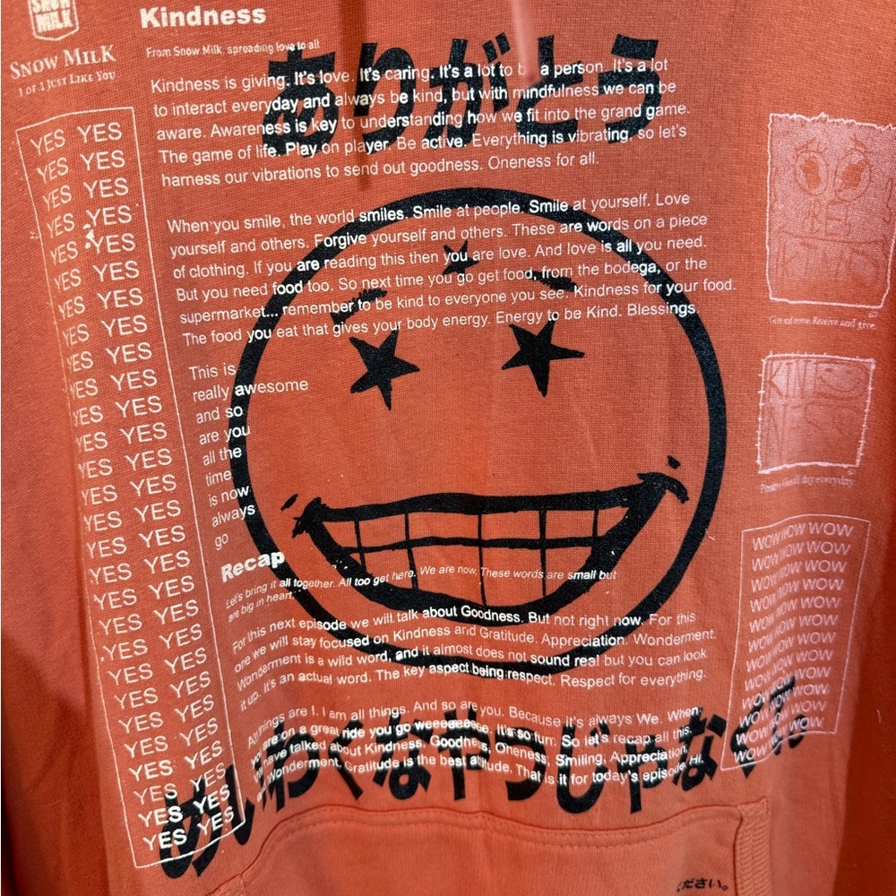 Snow Milk Men's Graphic Hoodie One of One, No More Like This 1 - Orange Size L - Picture 5 of 9